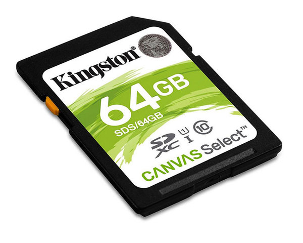 Kingston Canvas Select SD 64GB Tarjeta de Memoria Plus Clase 10