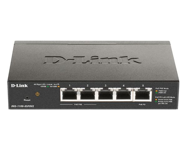 D-Link DGS-1100-05PDV2 Switch 5 Puertos 10/100/1 Gbit PoE EasySmart