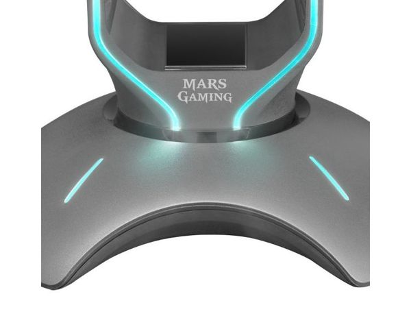 Mars Gaming MHHX Soporte Auriculares Gaming RGB Flow + HUB 2x USB 2.0 Gris
