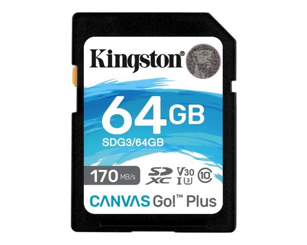 Kingston Canvas Go Plus SDXC 64GB UHS-I U3 V30 Clase 10