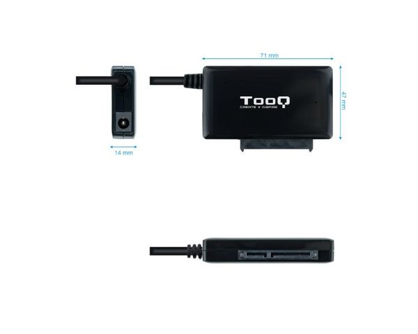 TooQ Adaptador USB-A a SATA para Discos Duros 2.5"-3.5" Negro