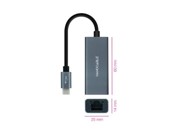 Nanocable Adaptador USB-C a Ethernet Gigabit Aluminio