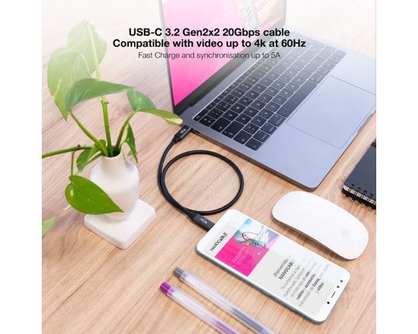 Nanocable Cable USB-C 3.2 Gen2x2 Macho/Macho 0.5m Negro