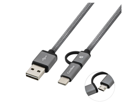 CoolBox Cable Multi USB 2.0 MicroUSB/USB-C Gris 1m