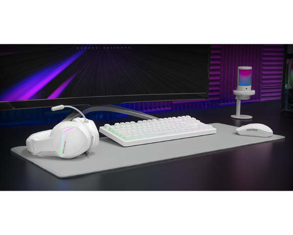 Mars Gaming MCP-RGB3 Combo Teclado + Ratón + Auriculares + Alfombrilla XXL Blanco