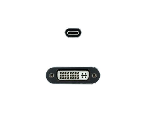 Nanocable Cable Conversor USB Tipo-C Macho a DVI-D (24+1) Hembra 15cm Gris