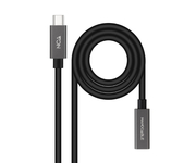Nanocable Cable USB-C Macho a USB-C Hembra 3A 4K 0.5m Negro