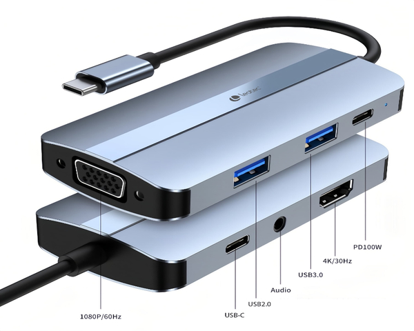 Leotec Docking Station HUB 7 en 1 USB-C/USB/HDMI/VGA