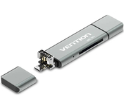 Vention CCJH0 Lector de Tarjetas Externo USB 2.0/ USB-C / MicroUSB/ Tarjetas TF/SD Gris
