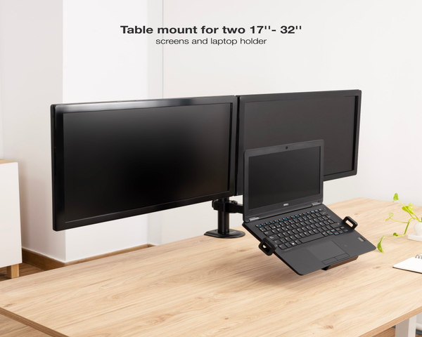 Tooq DB1202TN-B Soporte de Mesa para 2 Pantallas 17"-32" y Portátil VESA 100x100 Máx 9Kg