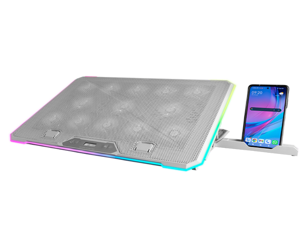 Mars Gaming MNBC13 Base Refrigeradora Y Stand RGB Para Portátiles Hasta 17" Blanco