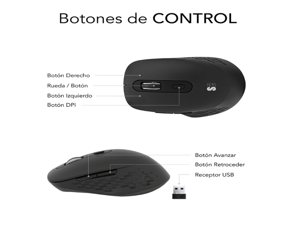 Subblim Curve Ergo Dual Ratón Inalámbrico 1600DPI Negro
