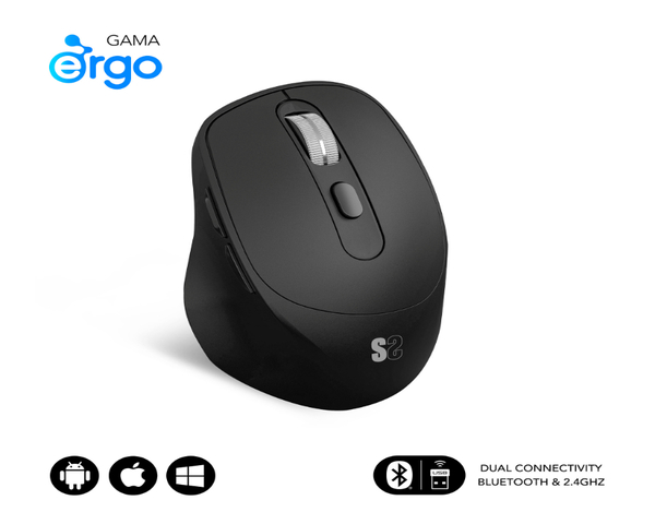 Subblim Comfort Ergo Dual Ratón Inalámbrico 2400DPI Negro