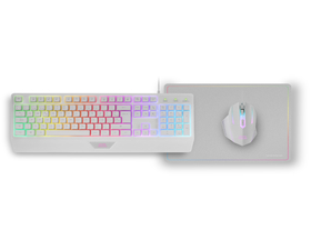 Pack 3en1 Mars Gaming MCP124 Teclado LED RGB + Ratón RGB 3200 DPI + Alfombrilla - Español - Blanco