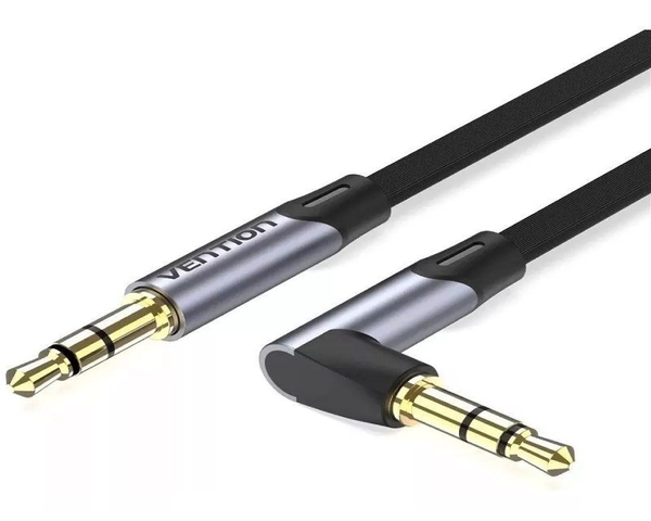 Vention Cable Audio Estéreo Acodado Jack 3.5 Macho a Jack 3.5 Macho 3M Gris