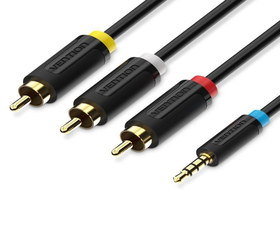 Vention Cable Audio Estereo Jack 2.5 Macho a 3 RCA Macho 1.5M Negro