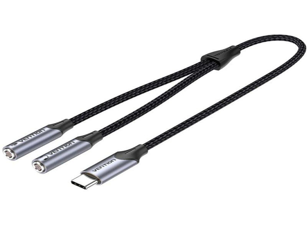 Vention Conversor USB-C Macho a 2x Jack 3.5 Hembra 30CM Gris