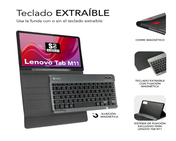 Subblim Funda + Teclado de Tablet Keytab Pro BT Lenovo M11 11" Negro
