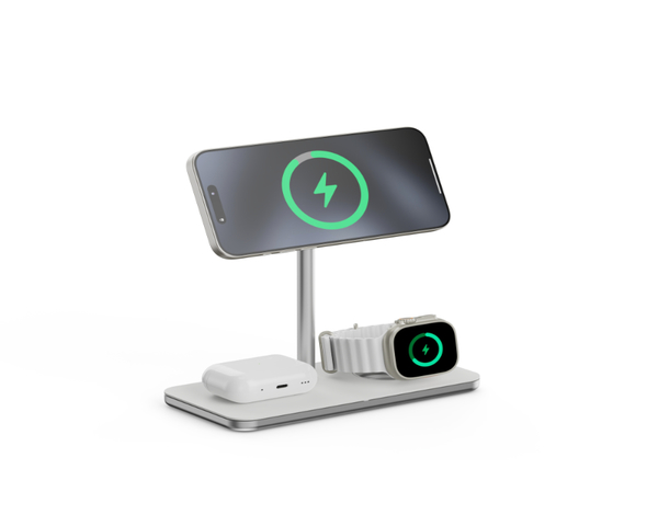 Linq Soporte Base de Carga Inalámbrico 3 en 1 Magsafe Plata