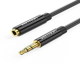 Vention Cable Estéreo Jack 3.5 Macho - Jack 3.5 Hembra 1m Negro