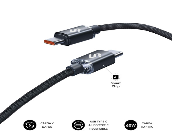 Subblim Cable Optimus 60W CC 1M Negro
